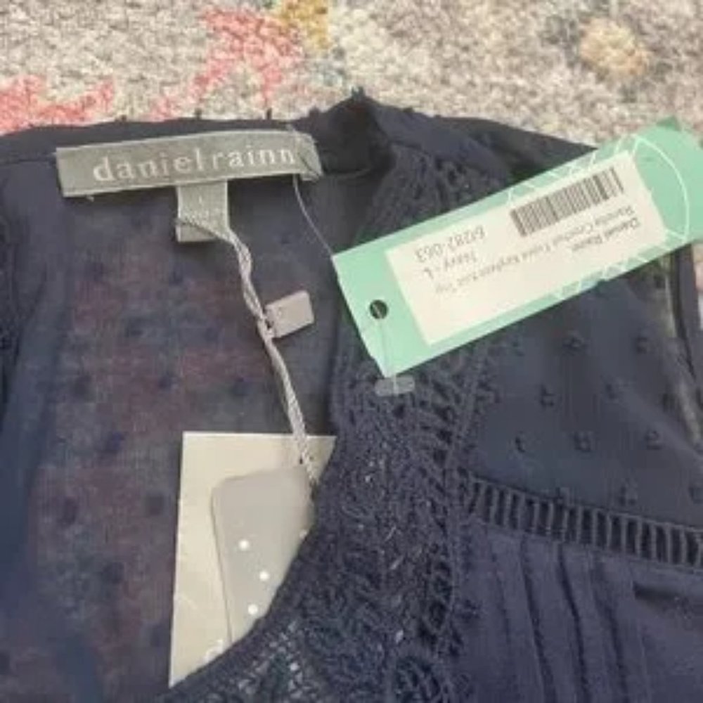 Daniel Rainn Navy Embroiderie Top